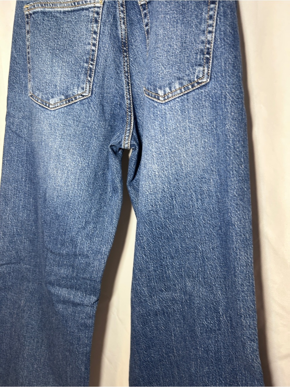 H&M High Rise Flare Jeans Womens 6 Blue Wash Wide Leg Stretch Denim - Picture 7 of 9